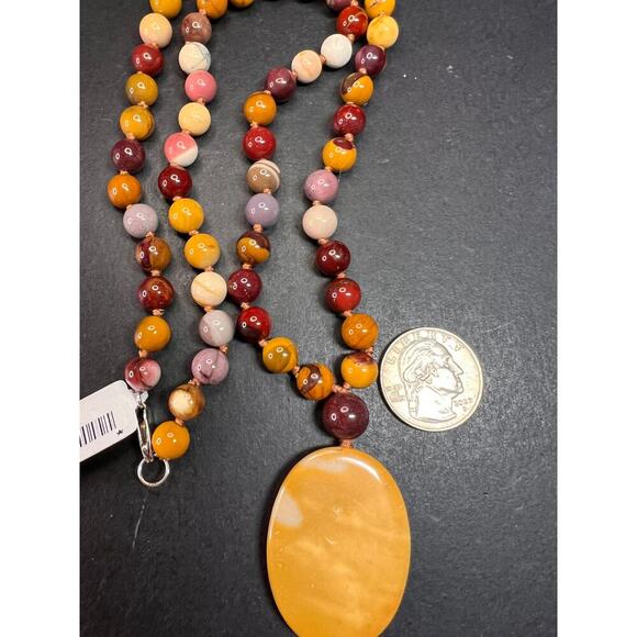 NEW Mookaite knotted pendant necklace with sterling silver clasp - Picture 6 of 13